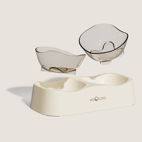 Wave Elevated Pet Food and Water Bowl Duo